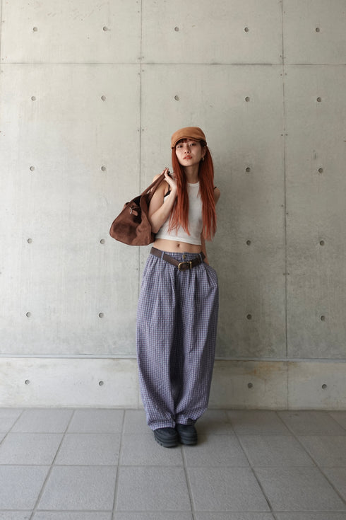 チェックボリュームラフパンツ